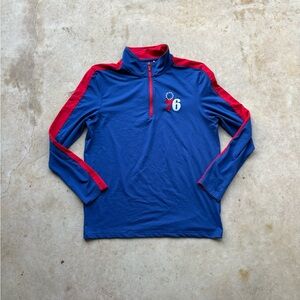 Philadelphia 76ers red + blue quarter zip sweatshirt